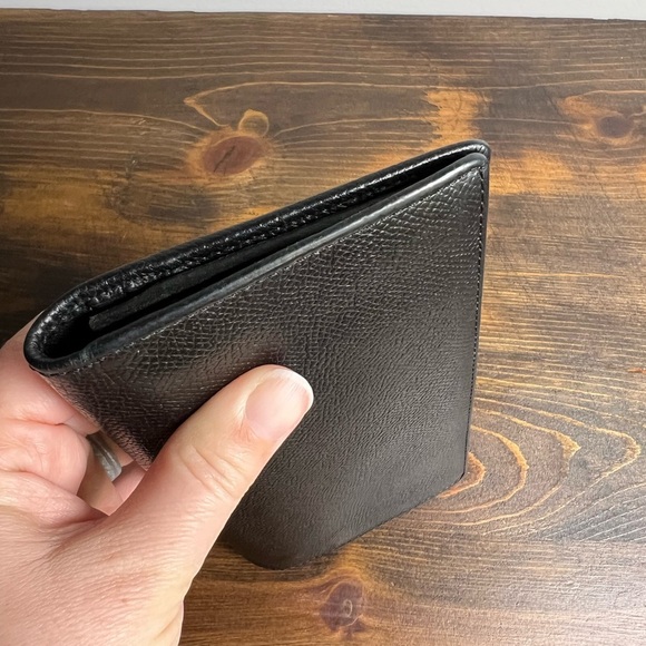 Coach Black Pebbled Leather Long Flap Card‎ Wallet Everyday Minimalist Classic - Picture 6 of 16